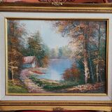 Canvas Painting House by the Lake