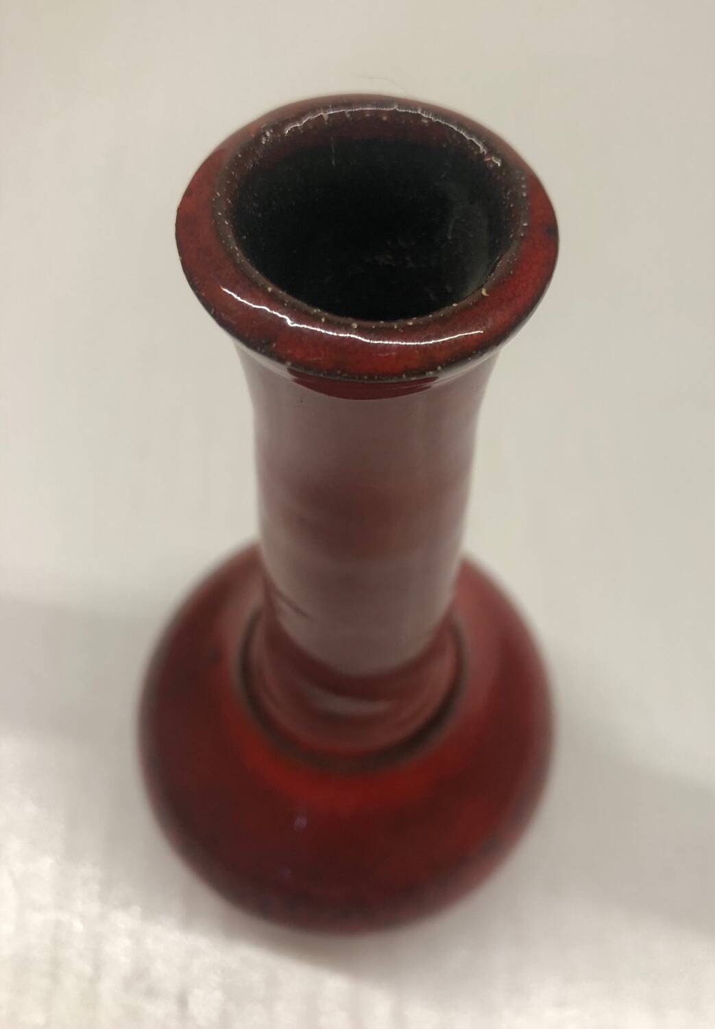 Red ceramic bud vase