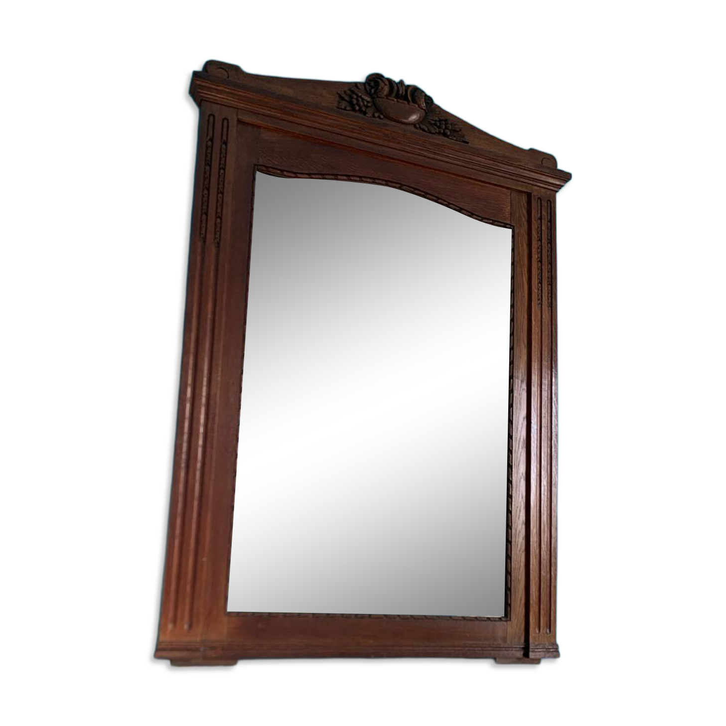 Antique carved solid wood buffet mirror, late 19th century.