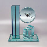 1970s Astonishing Table Clock by Omodomo in Crystal. Made in Italy