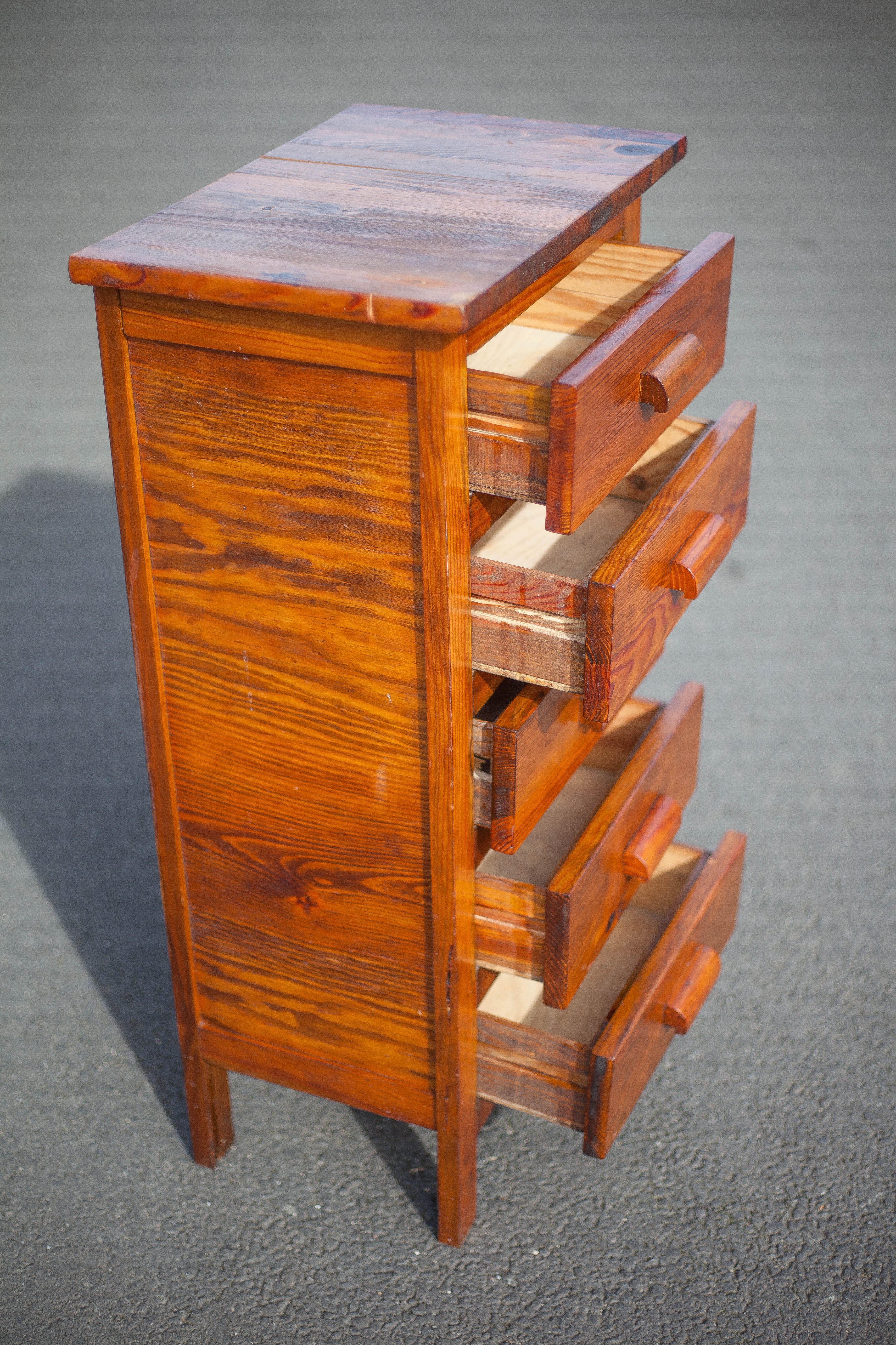 Wooden storage unit with 5 drawers, vintage wooden chest of drawers