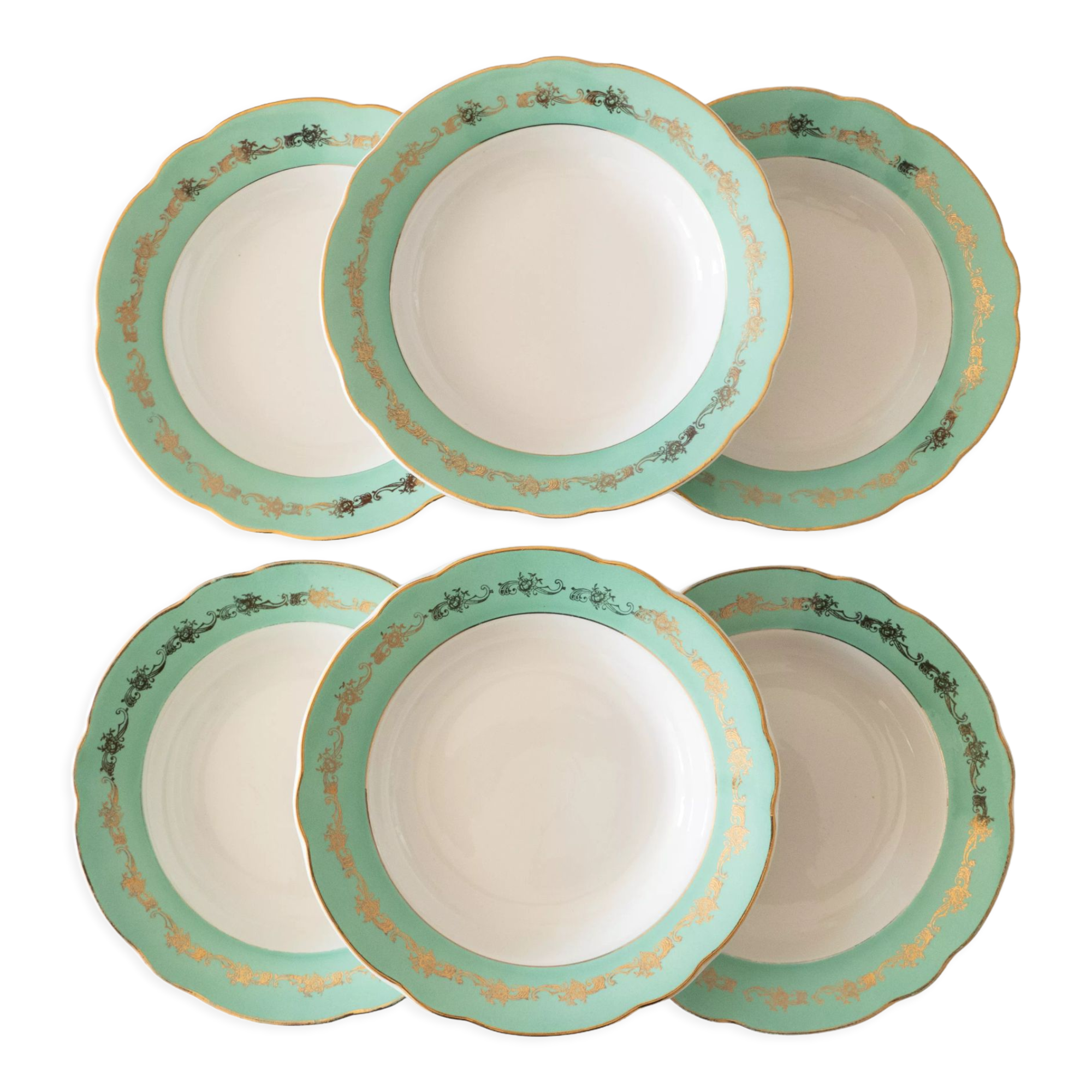 6 antique plates in fine earthenware St Étienne