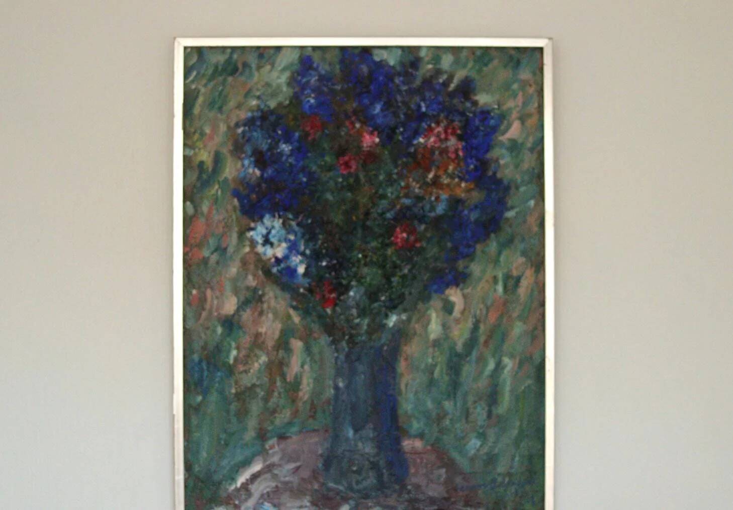 Huile sur toile suédoise – « Vase bleu » par Lennart Andersson