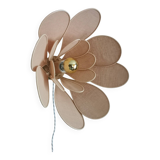 Flower wall light made of rattan and old pink linen petals