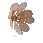 Flower wall light made of rattan and old pink linen petals