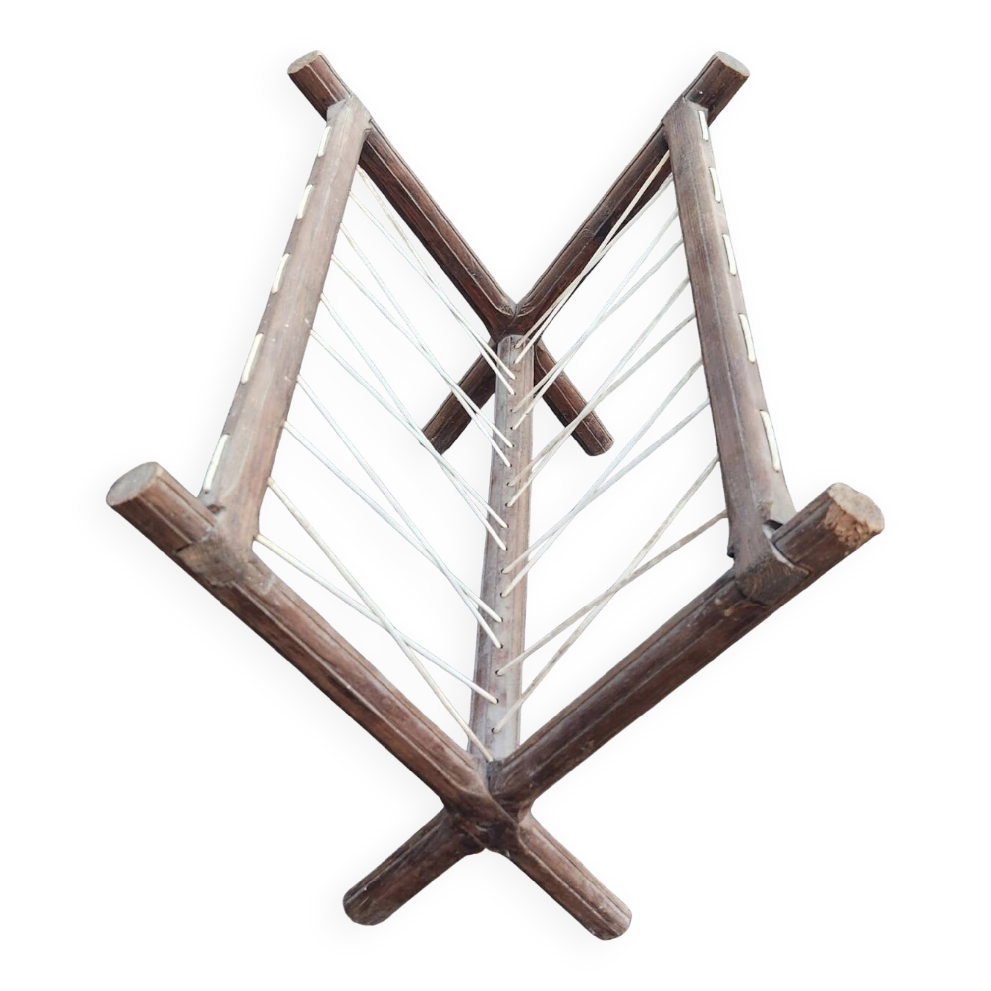 Vintage wooden and wire magazine rack