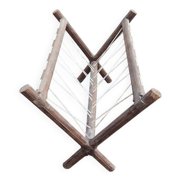 Porte-revues vintage en bois et fils