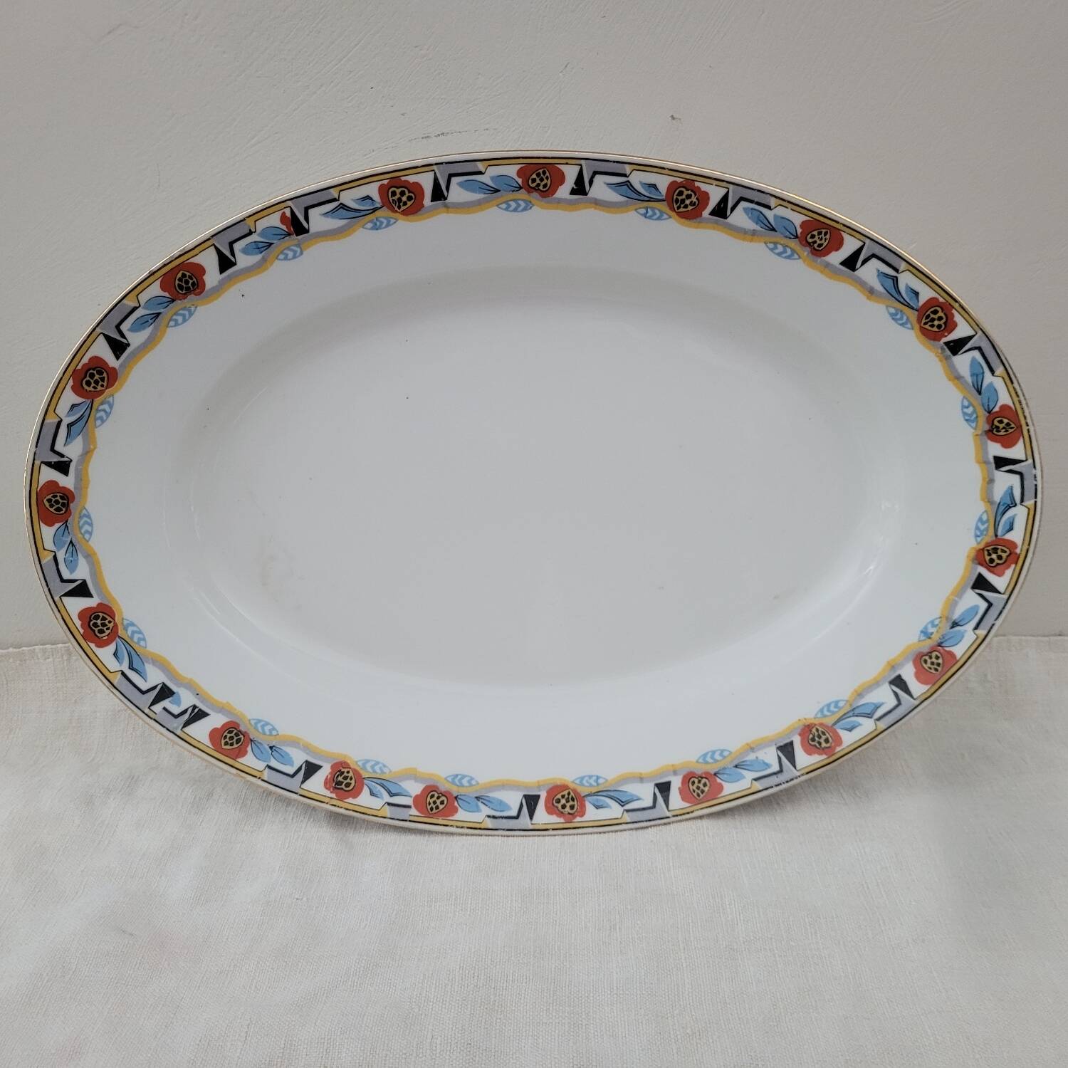Large oval Art Deco platter MLV France 1930s