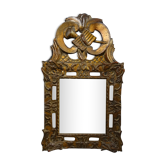 Miroir Régence à parcloses en bois sculpté doré 39 x 65 cm