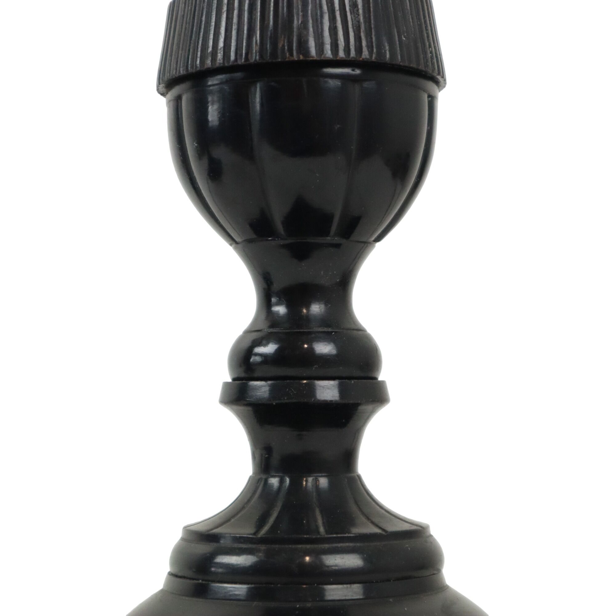 Pair of black metal table lamps lamps fabric shade parex vintage 58cm