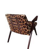 Fauteuil de Dolnośląskie Fabryki Mebli, 1960s Leopard Print Velvet Bun