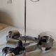 Space Age 3-light chandelier in chrome metal, 1970s