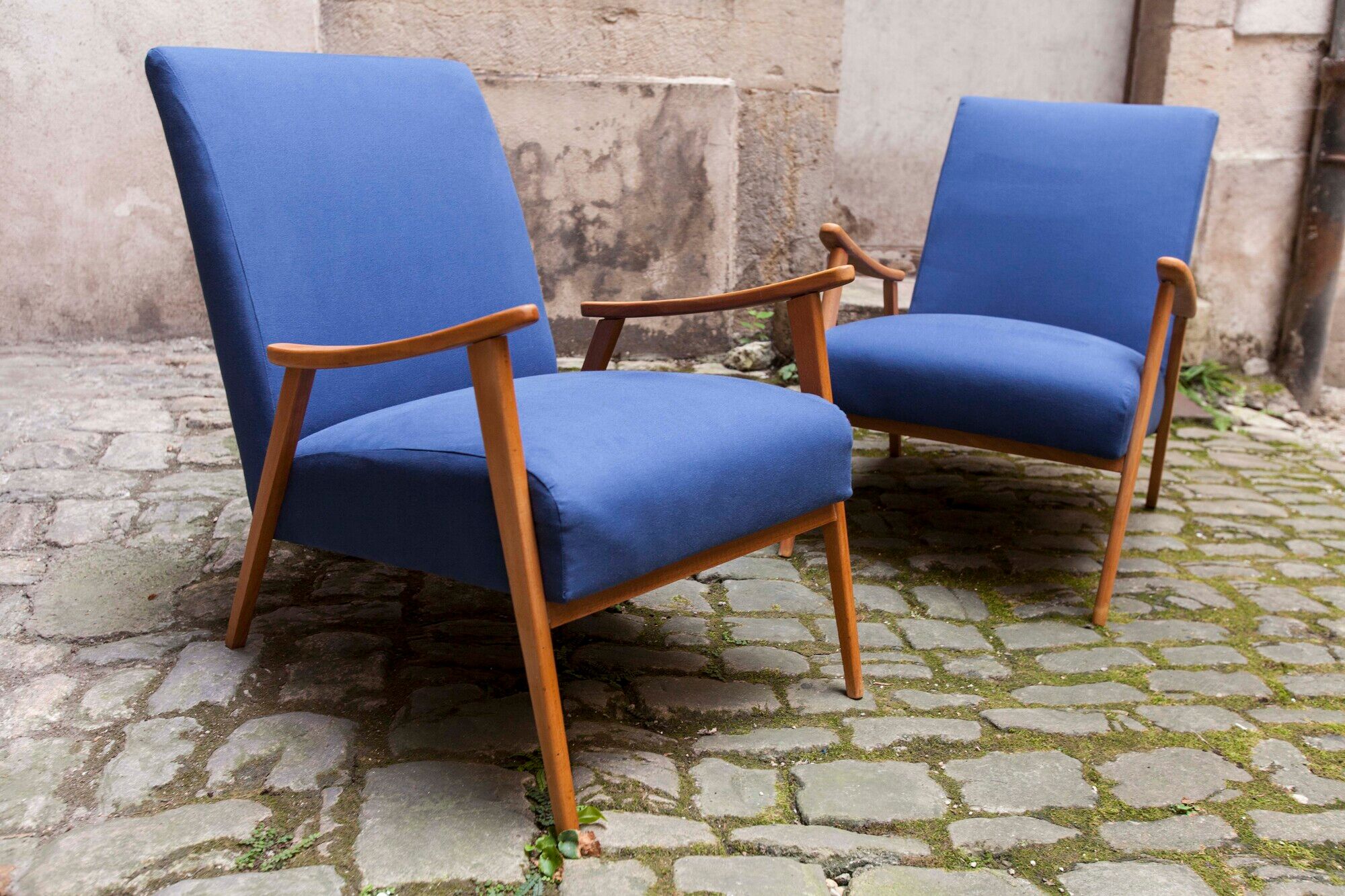 Pair of Scandinavian armchairs from the 60s new fabrics and foam