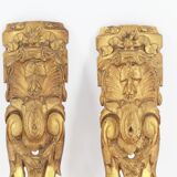 set of 2 old brass pediments