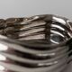 Vintage silver-plated metal bowl with curved relief design, Italy 1960s, elegant appetizer plate