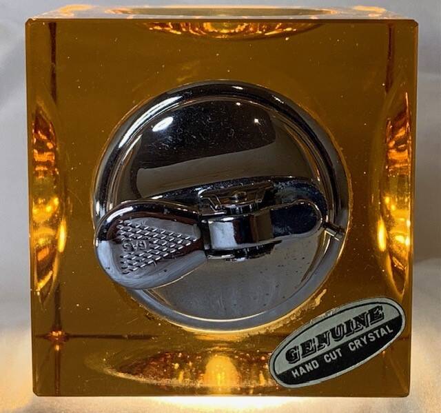 Cubic amber crystal table lighter