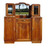 Buffet Art Déco en noyer avec marbres et guérites