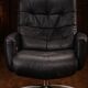 Modern Black Leather Swivel Armchair — Chrome Base — 2000s — H 107 cm