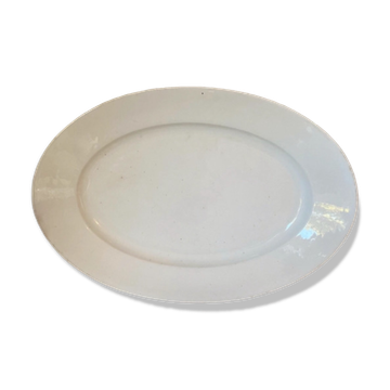 Grand Plat ovale en faïence blanche