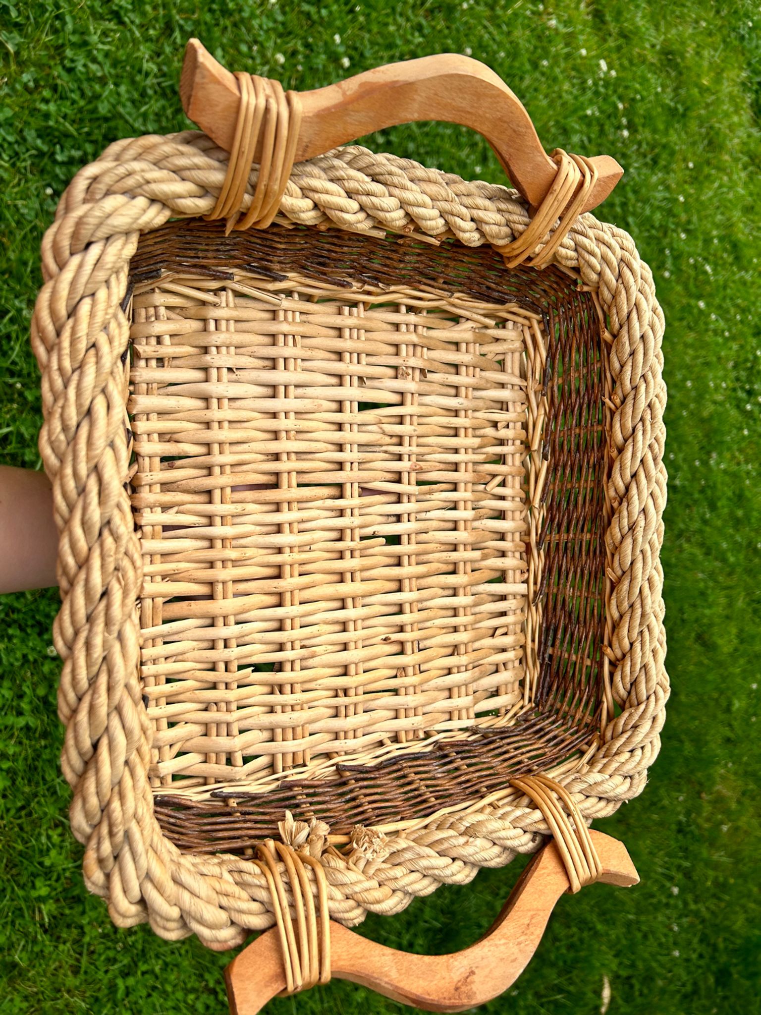 Panier osier toile de jute rectangulaire