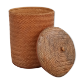 Large braided basket with lid