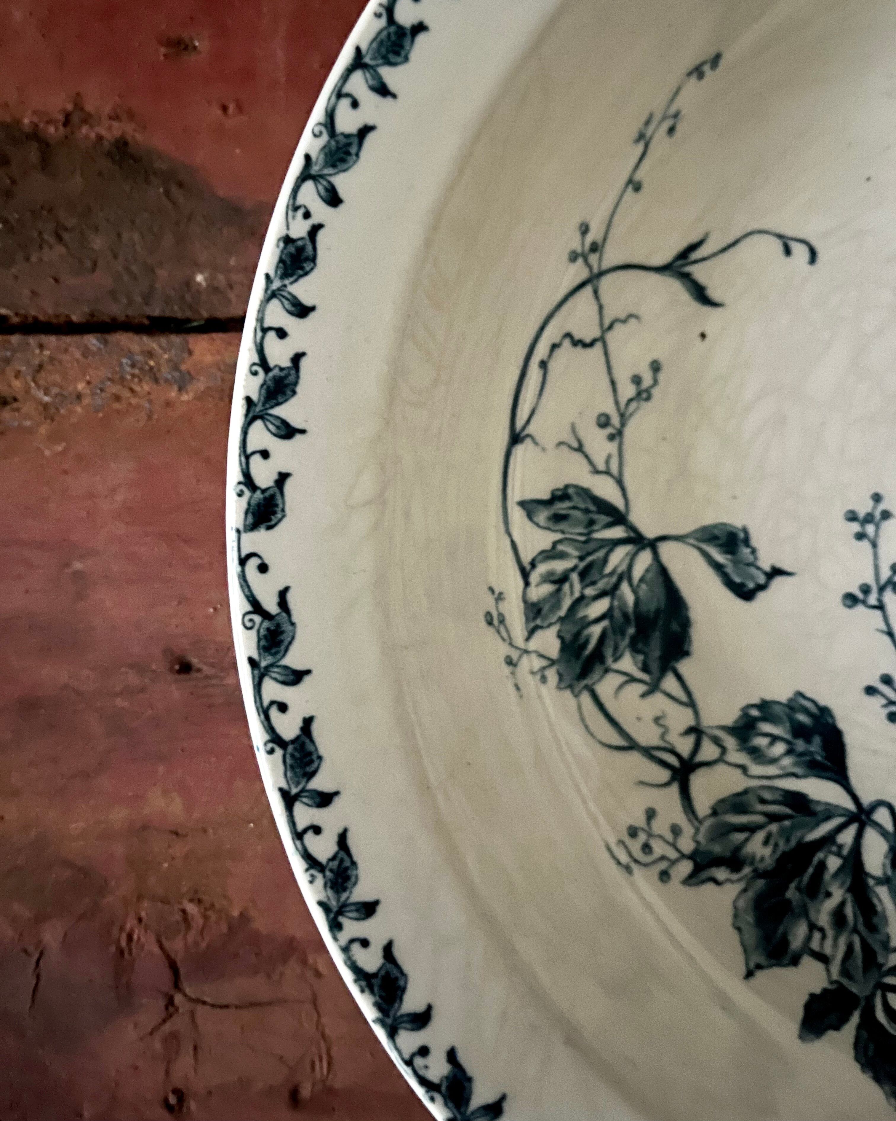 Shallow round plate, Gien ironstone.