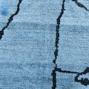 Sky Blue Wool Rug, Modern Handmade Designer Vintage Carpet, 213x281 Cm