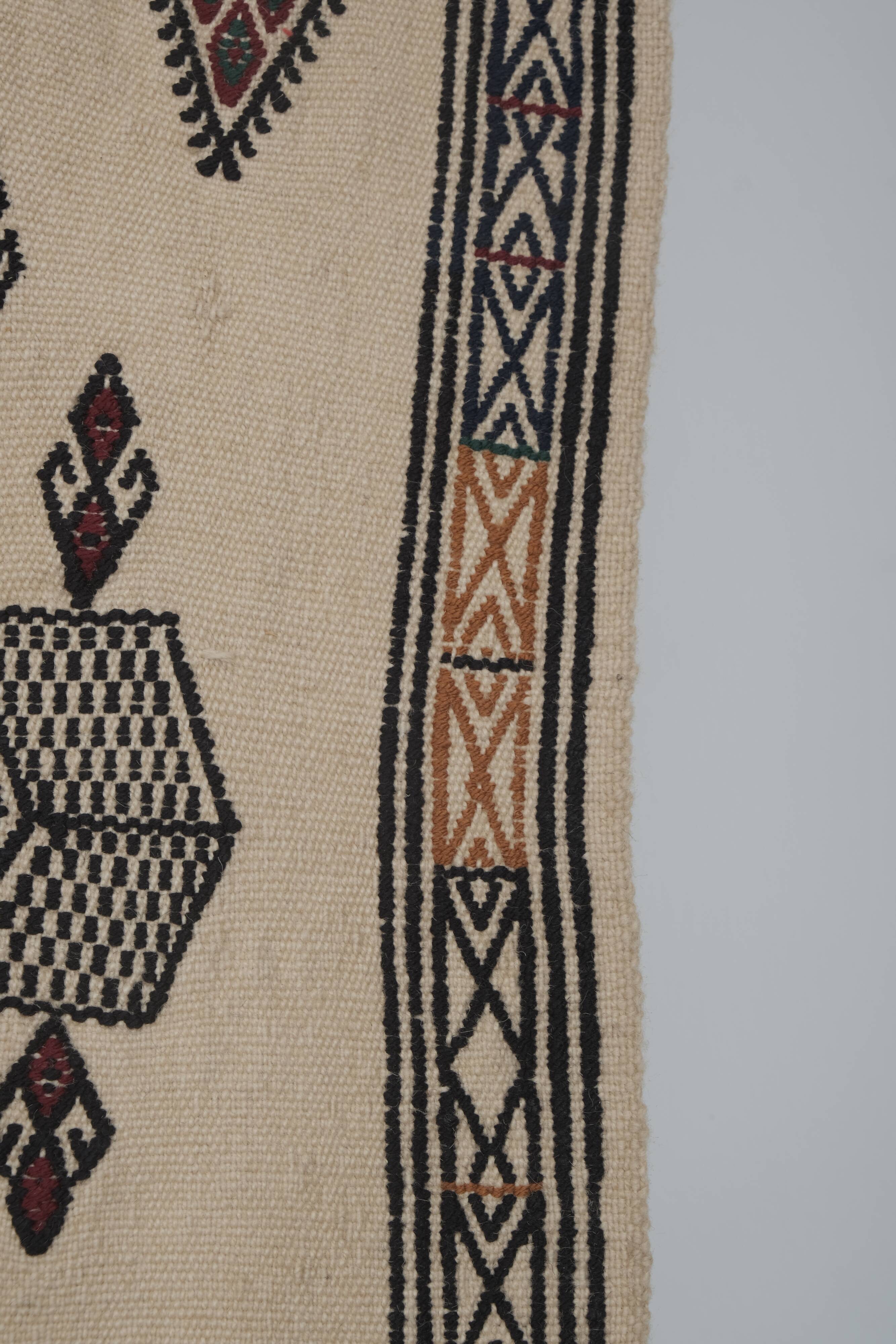 Handwoven Floral Pattern Needlepoint Kids Kilim Rug, Wall Hanging Decor