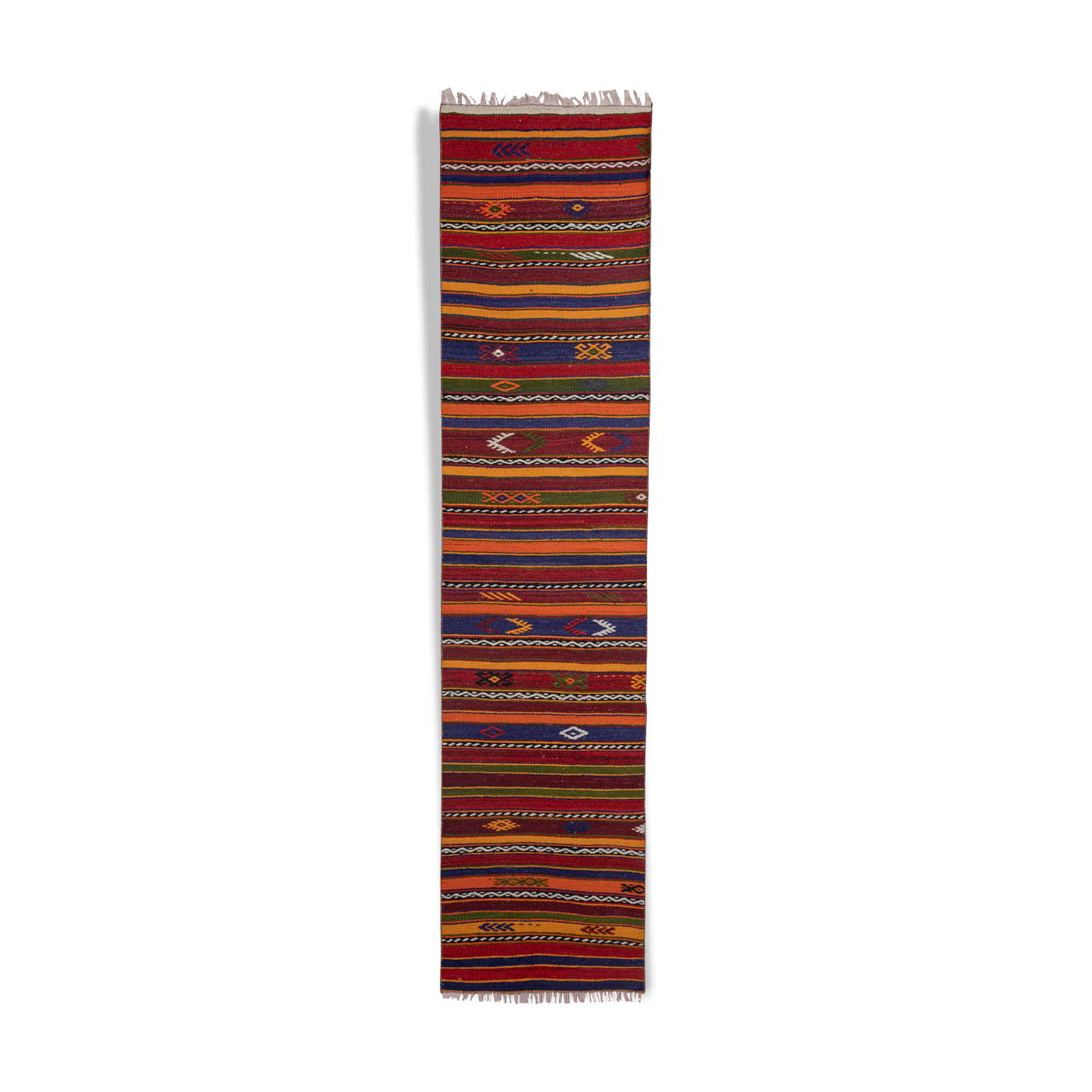 Striped turkish kilim runner rug 66 x 281 cm