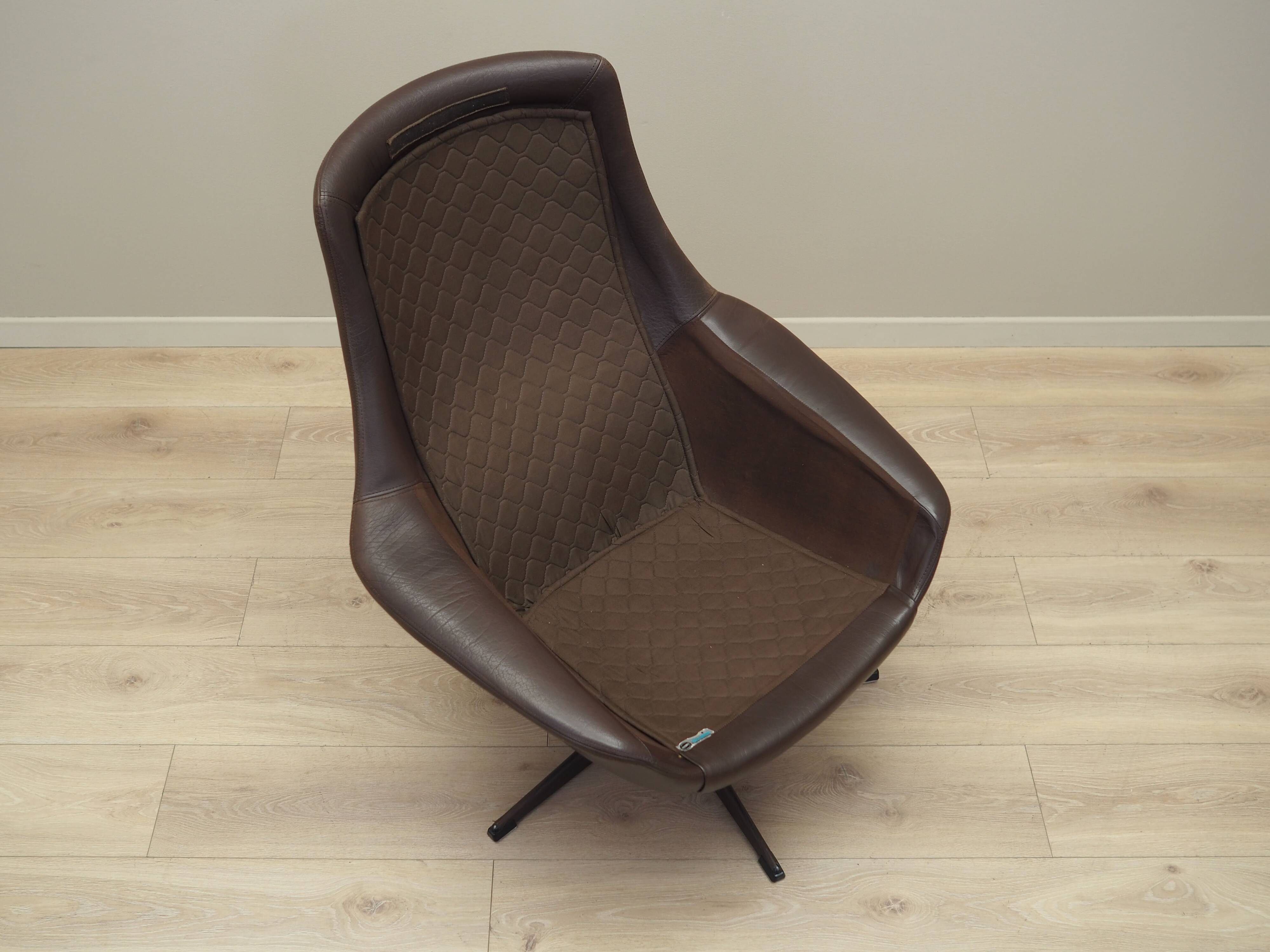 Leather swivel armchair, Danish design, 1960s, designer: H.W. Klein, manufacture: Bramin