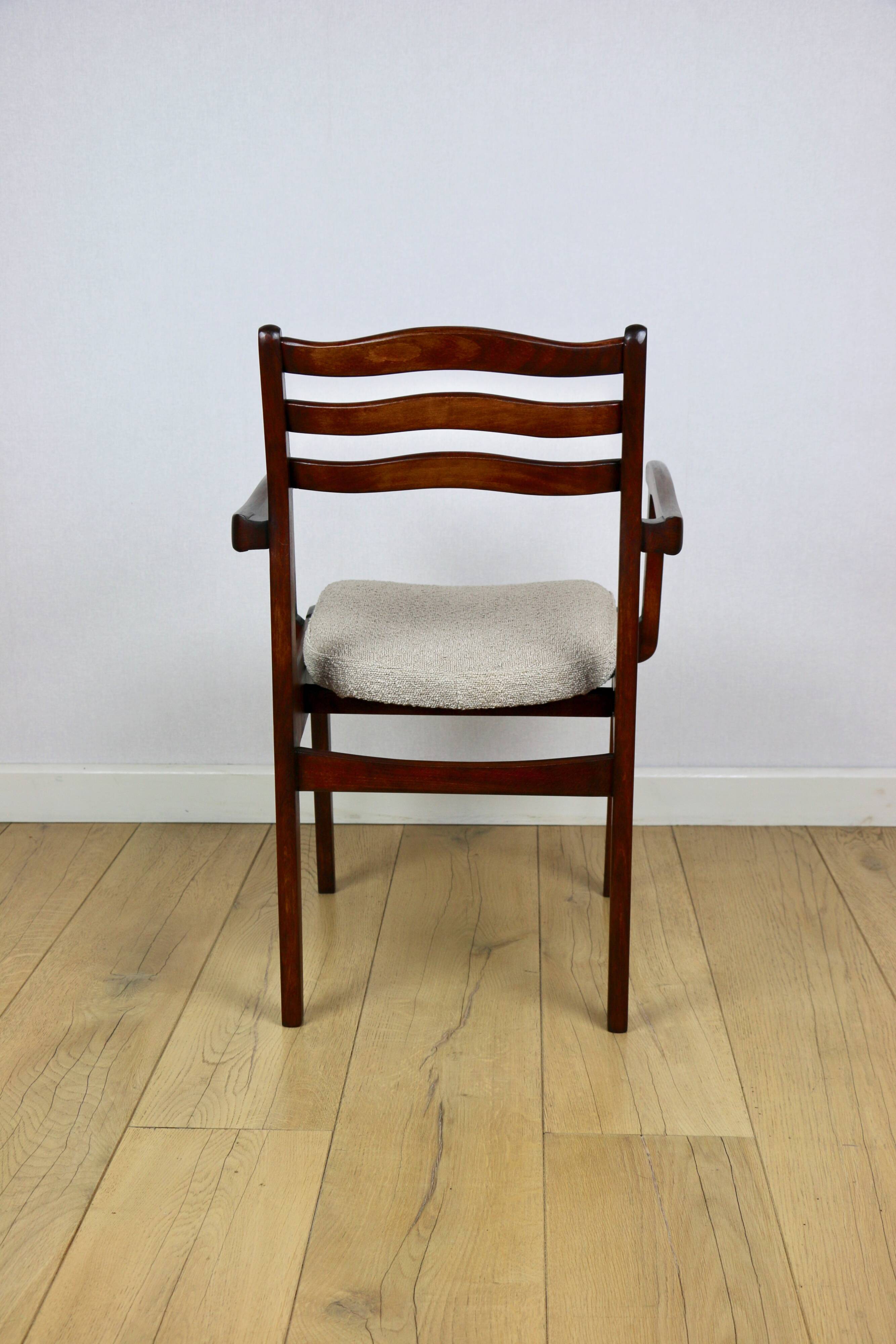 Office chairs vintage beige boucle - set of 3