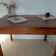 Table / Vintage cherry wood desk with turned legs – Natural patina