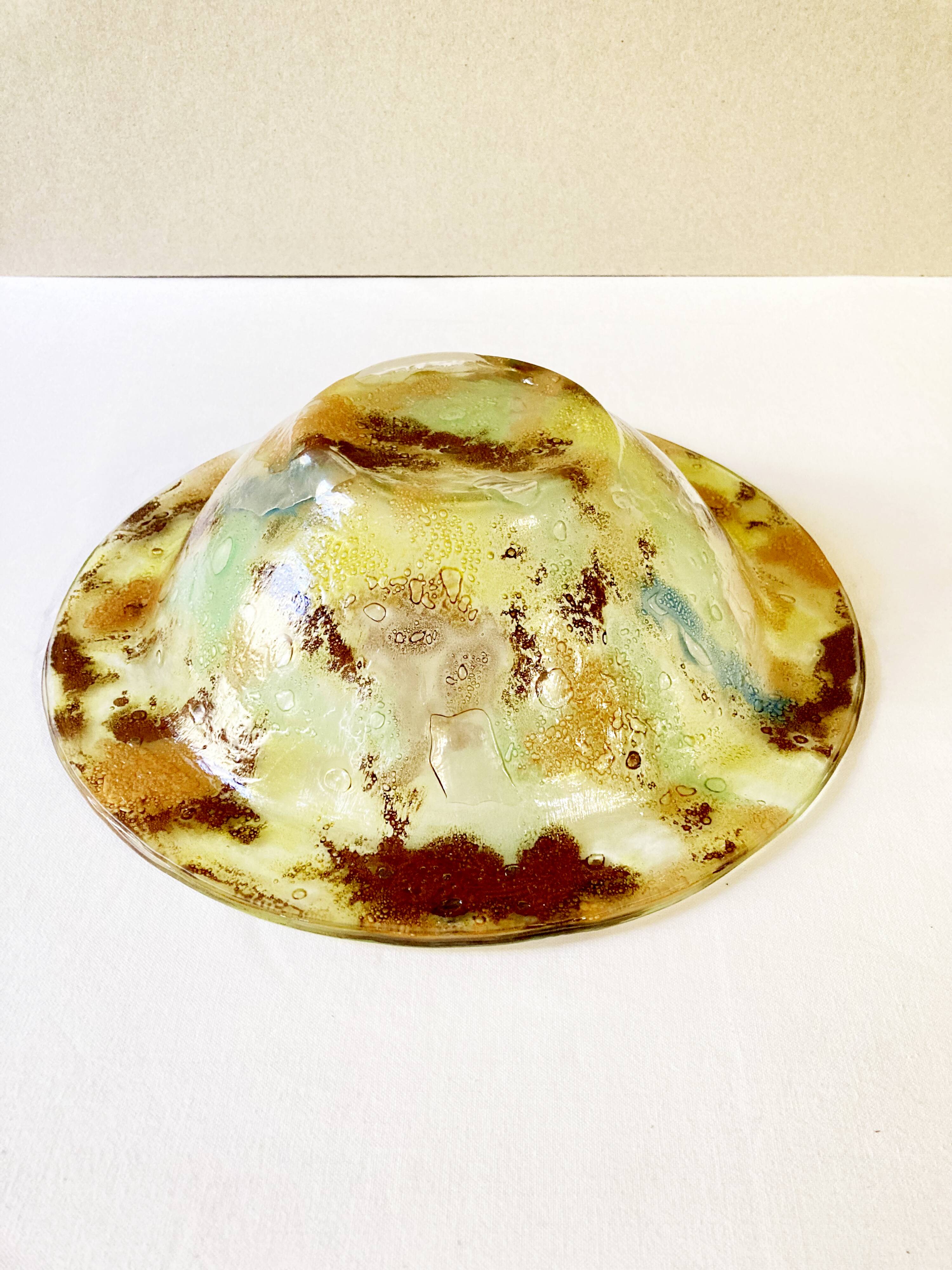 Salad bowl and 6 bowls in artisanal glass