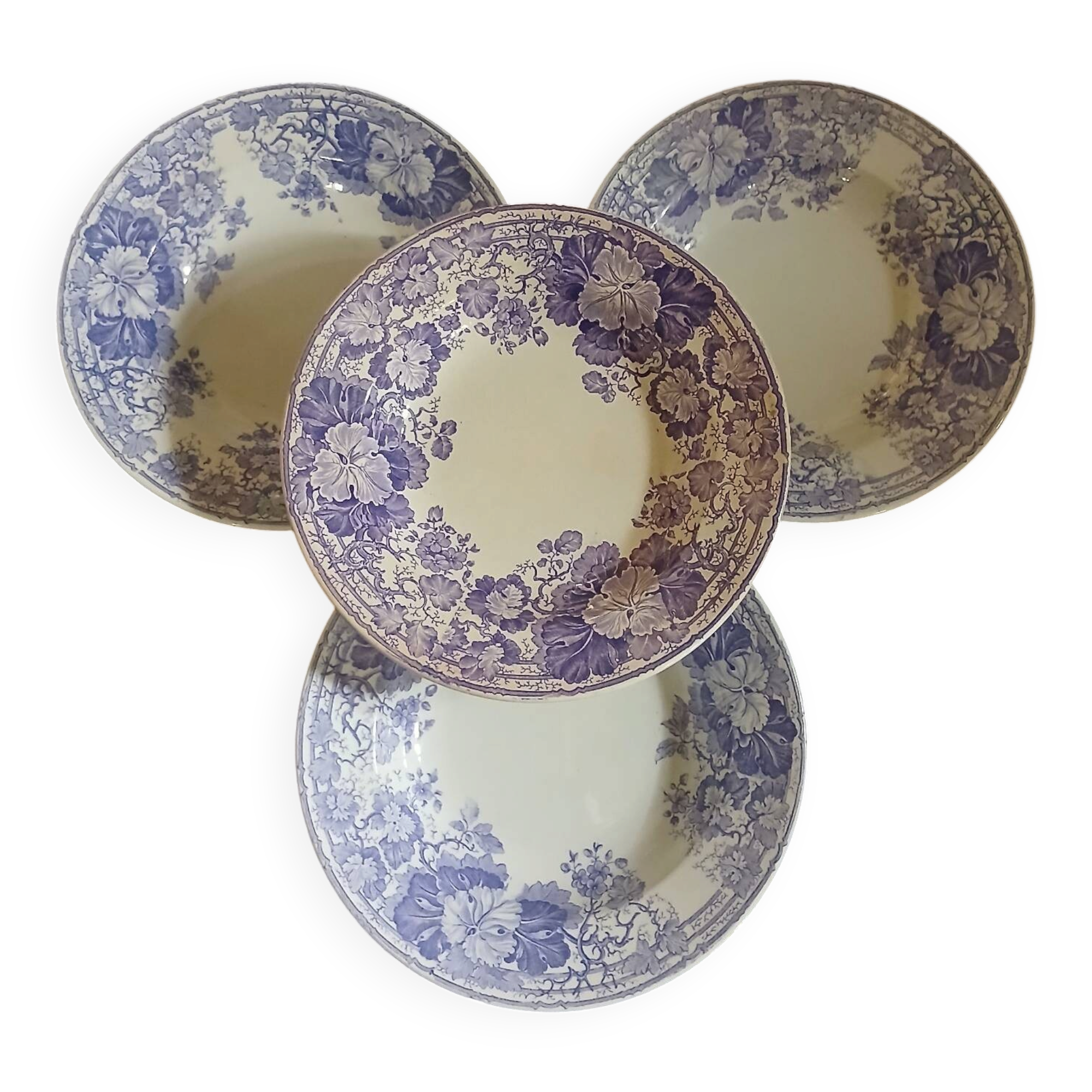 4 antique deep plates in ironstone