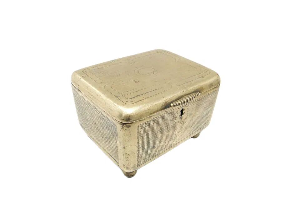 AAZ Art Deco Sugar Bowl, Silver-Plated Brass, Fraget, Poland, 1920s