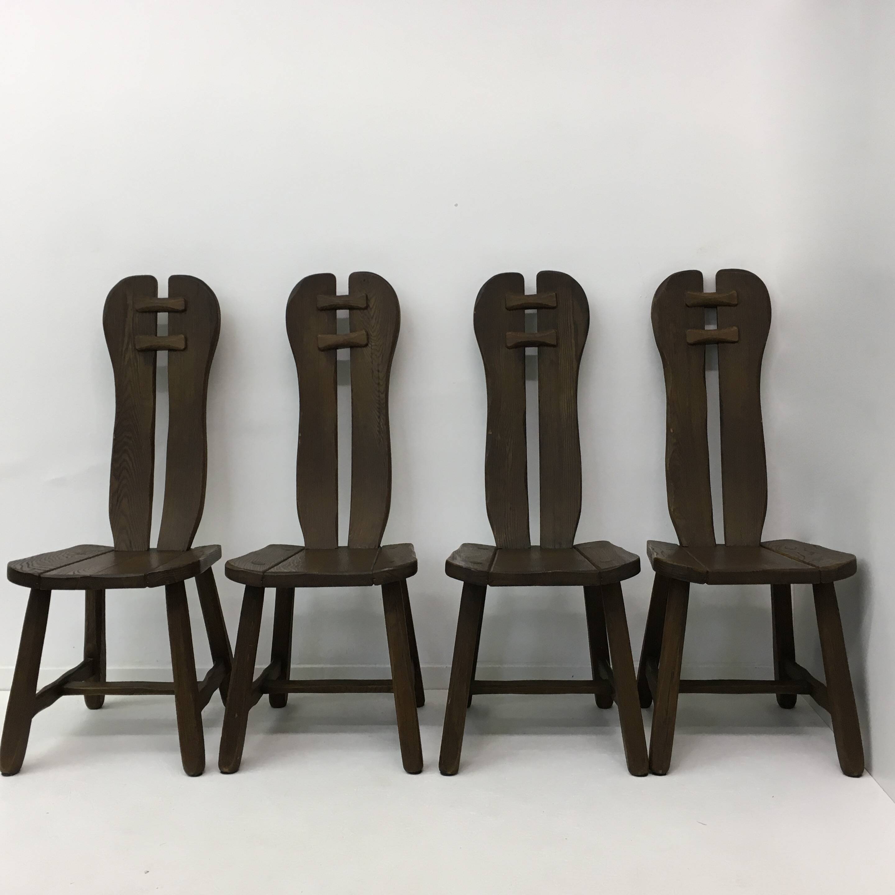 Set of 4 Belgian Brutalist Dining Chairs from De Puydt, 1970’s