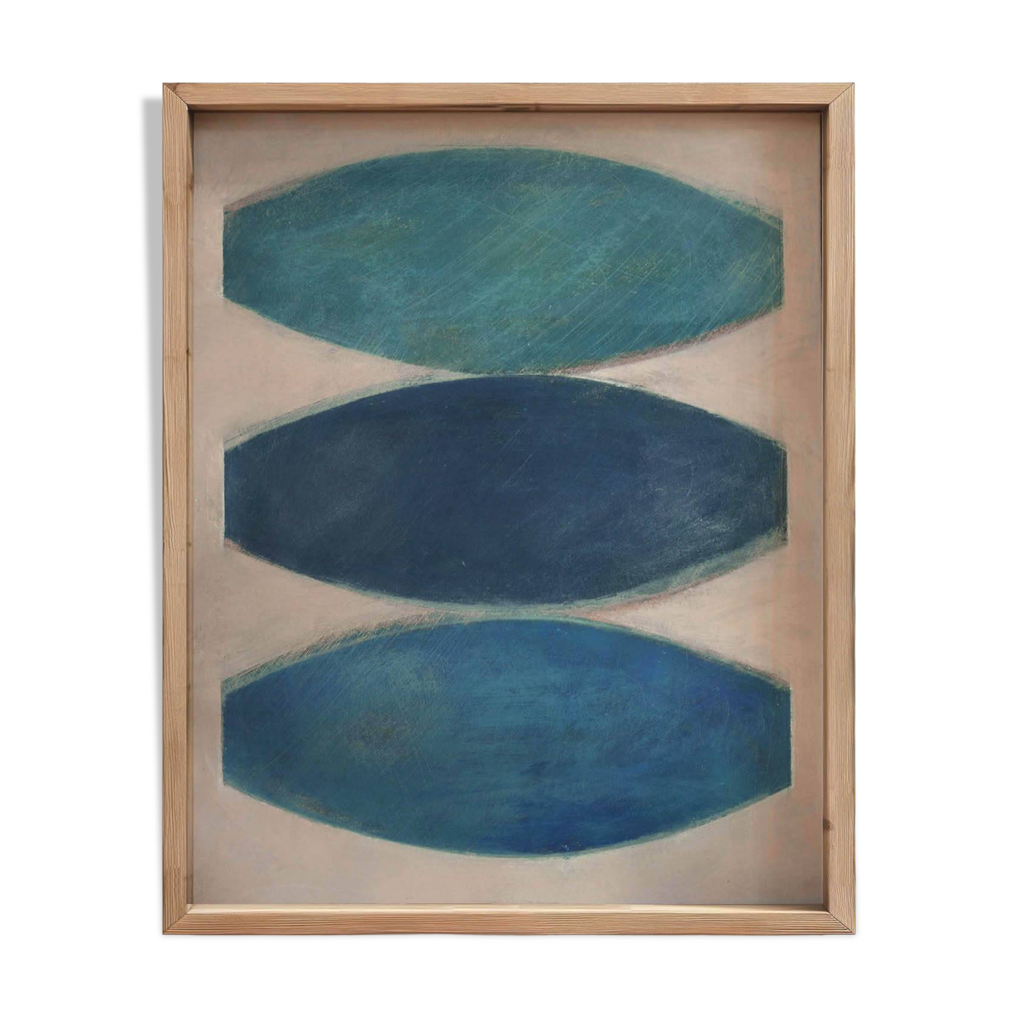 Abstract painting on wood panel signed Eawy