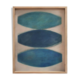 Abstract painting on wood panel signed Eawy