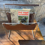 Vintage leather magazine rack