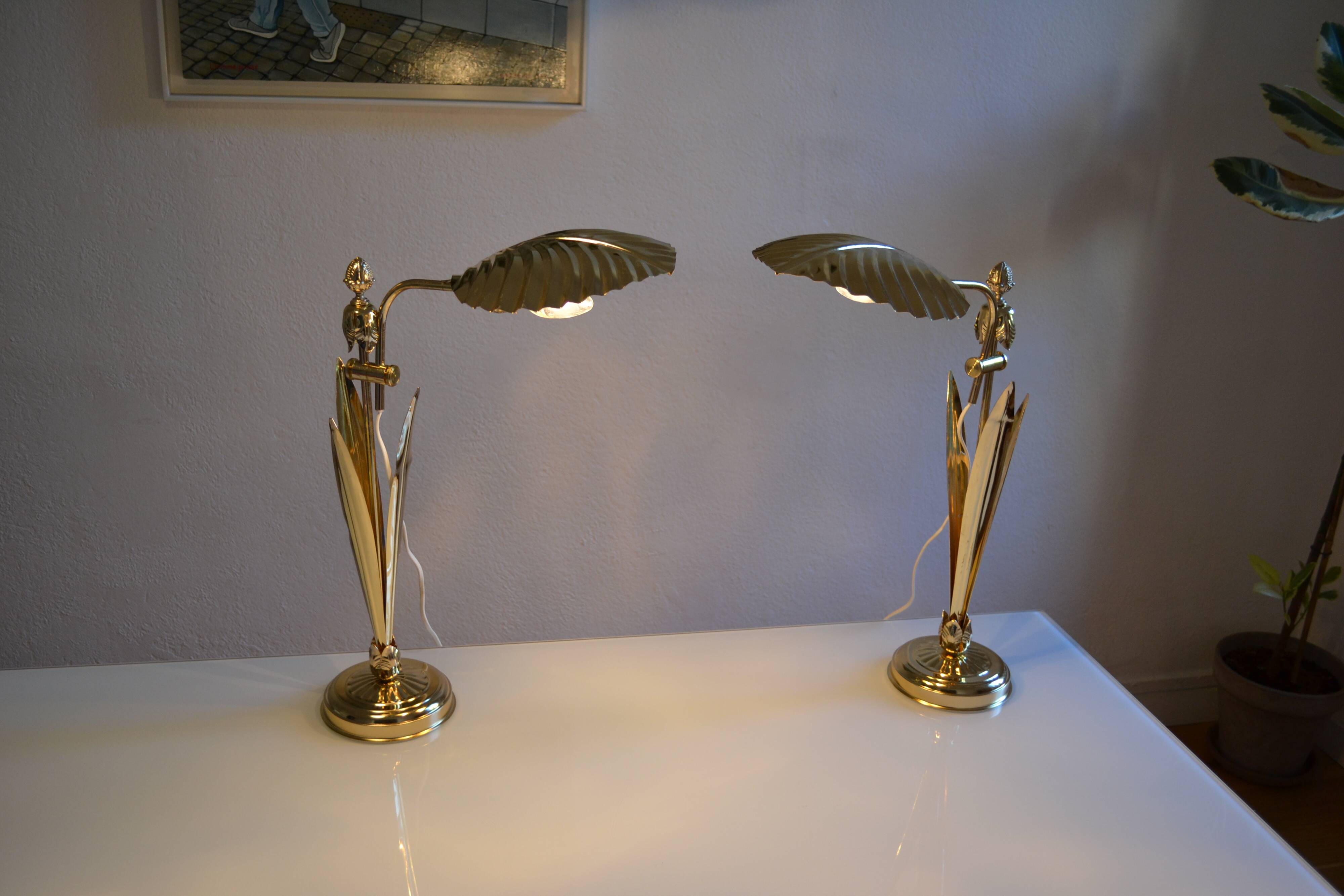 Pair of 1980s Hollywood Regency Gold Table Lamps