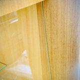 Double display case mounted at an angle with doors from the Capelle 60' house in Montauban