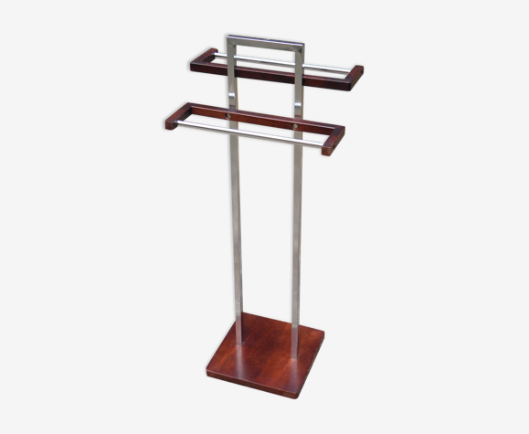 Porte-serviette chrome et bois