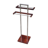 chrome and wood towel rack