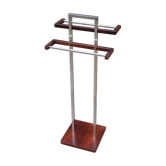 chrome and wood towel rack
