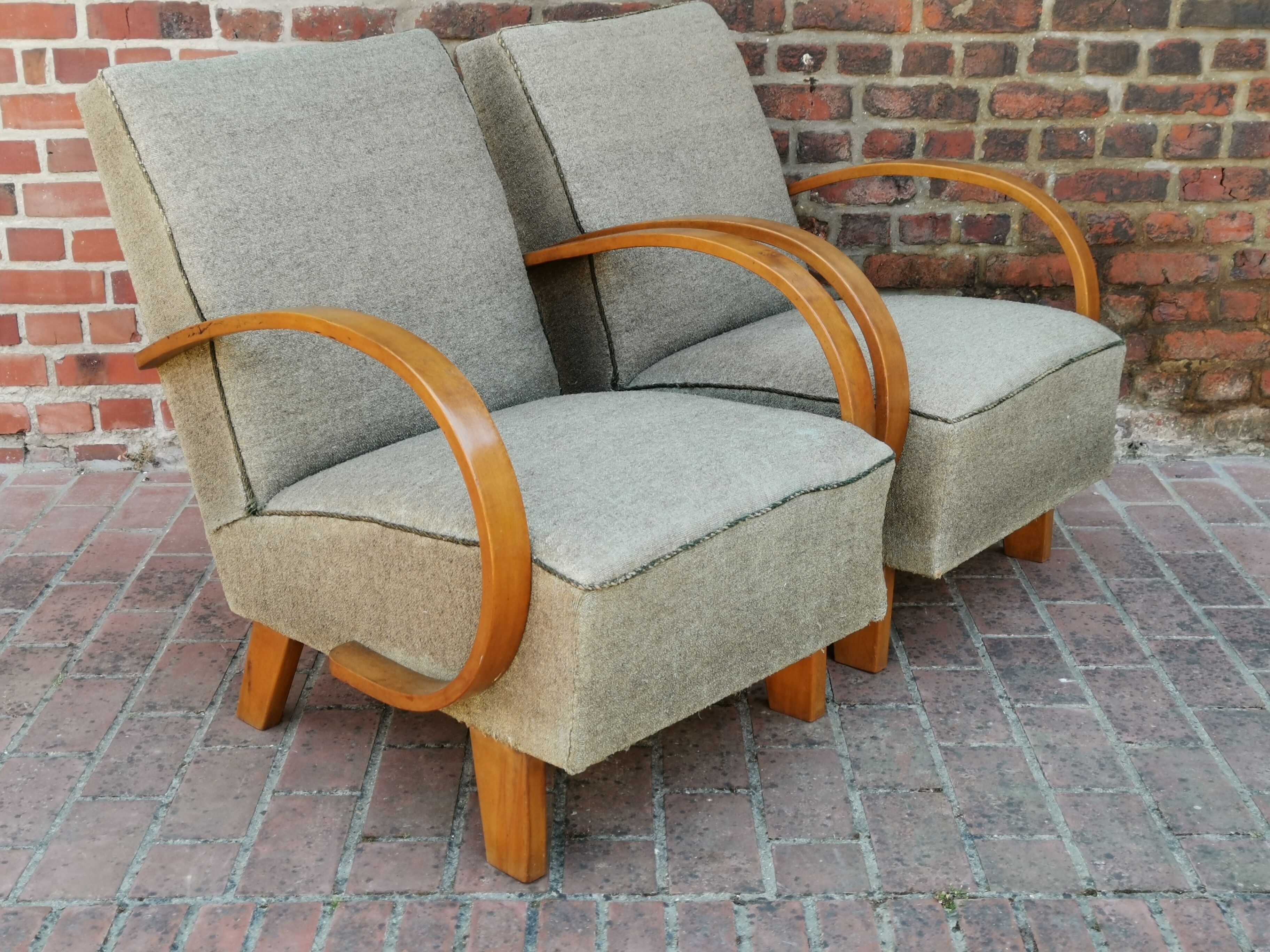 Pair of armchairs by Jindrich Halabala for Thonet 1950. Art deco