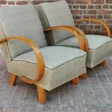 Pair of armchairs by Jindrich Halabala for Thonet 1950. Art deco