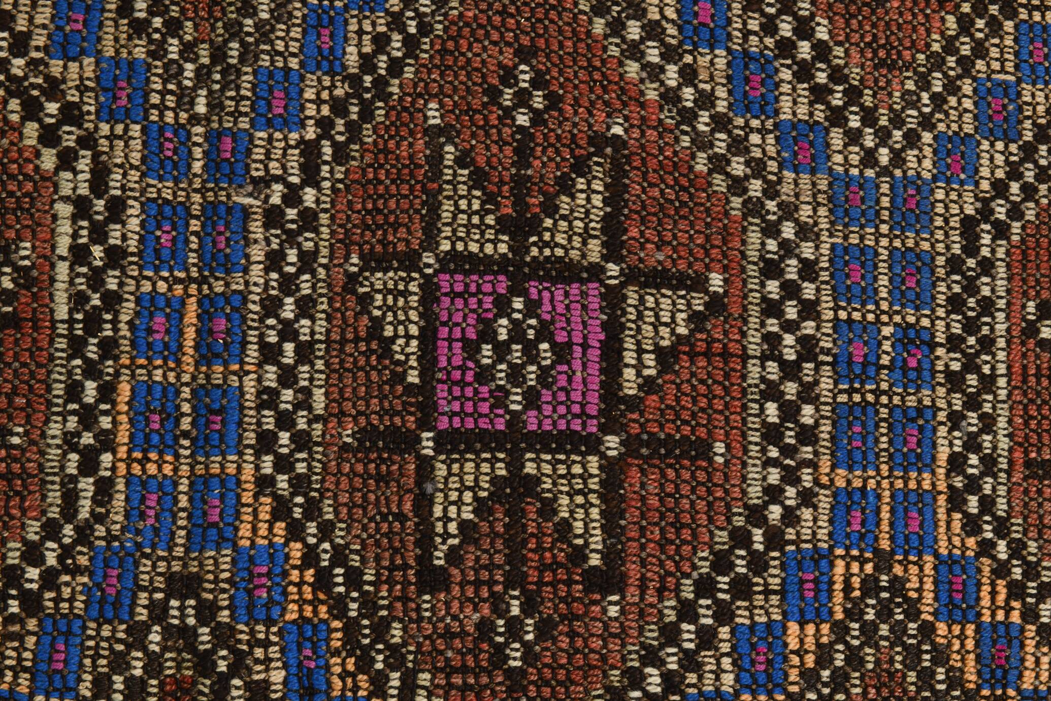 Blue & Brown Star Pattern Kilim Rug, 153x315Cm