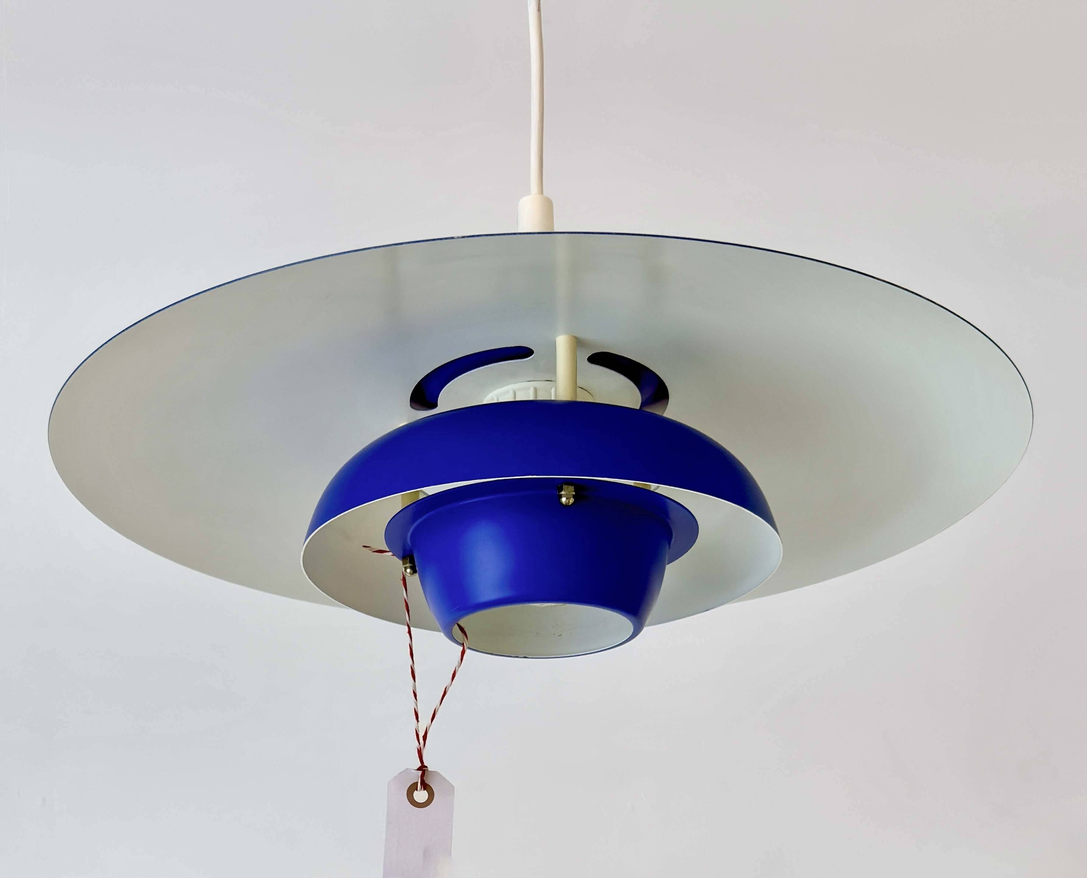 Suspension danoise El-Light bleu cobalt, années 1970