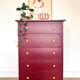 Chest of drawers with 5 drawers in black cherry.