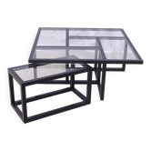 "Sol Lewit" inspired coffee table in wood and glass